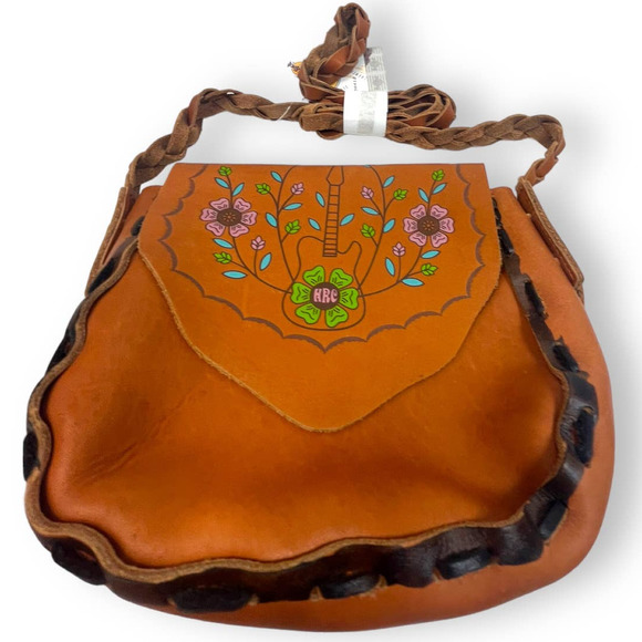 Vtg Hard Rock Cafe Tooled Leather Crossbody Bag Purse | NEW Vintage! - Picture 7 of 12